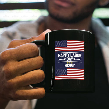Personalized Dog Gift Idea - Happy Labor Day Proud Day For Dog Lovers - Black Mug